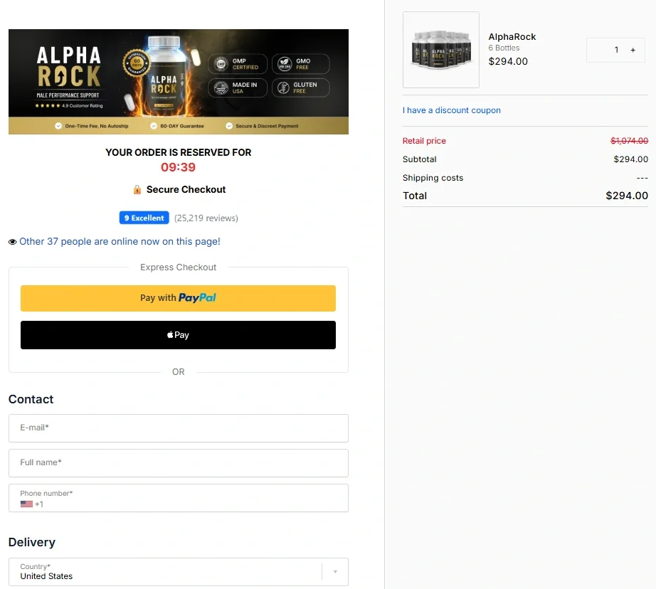 AlphaRock Secure Checkout Page